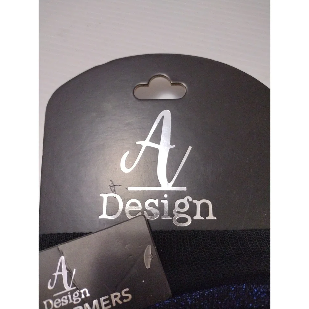 A‎ Design Legwarmer Woman's One Size Navy Black Metallic Striped Stretchy 80's
